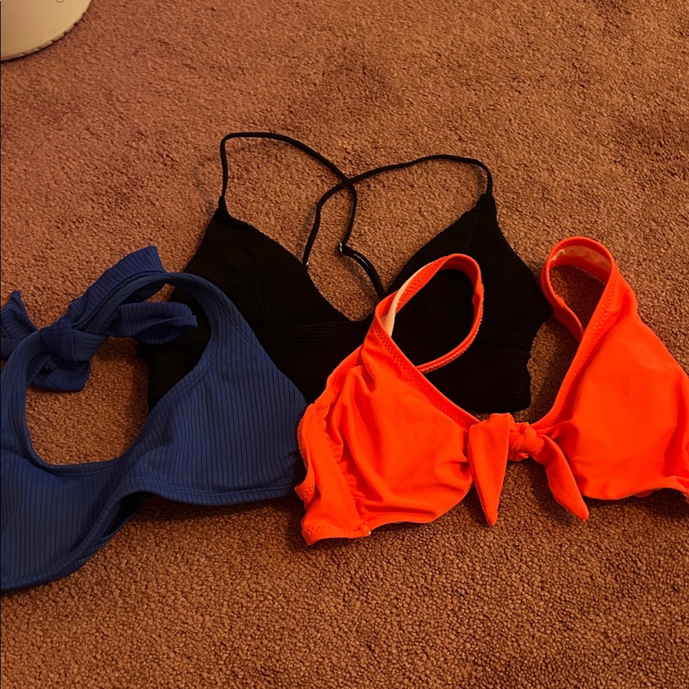 Old Navy Black, Blue, and Orange Bikinis
